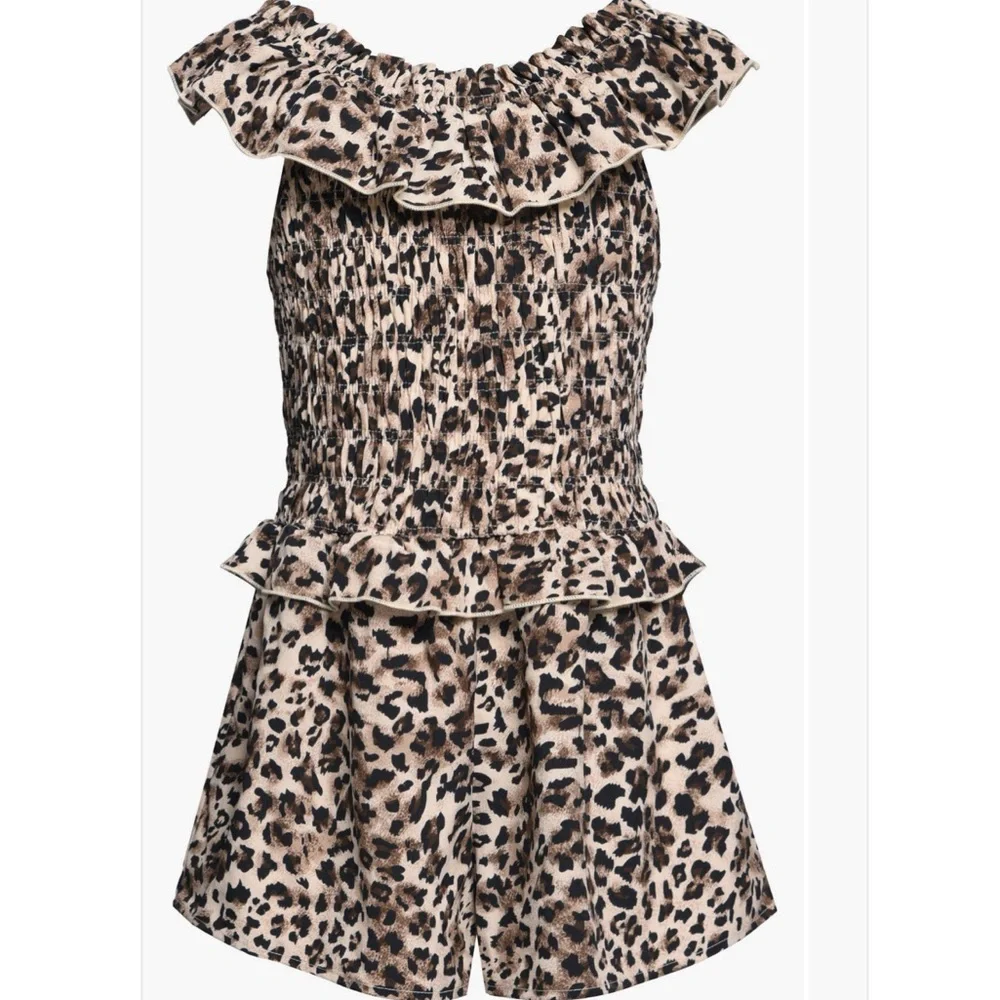 NWT Truly Me Kids Smocked Animal Print Leopard Print Romper
